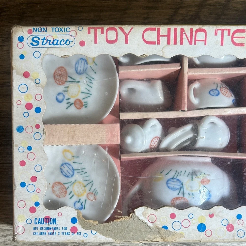 Trac Toy China Tea Set - White with Colorful Floral Accents - Picture 2 of 3